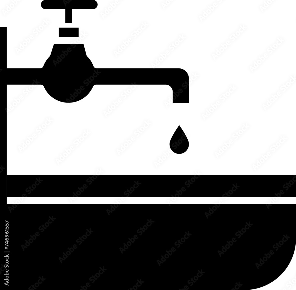 Poster flat style sink icon or symbol.