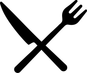 Knife and fork glyph icon or symbol.