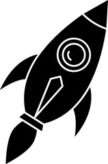 B&W rocket icon or symbol.
