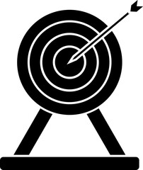 Dartboard with arrow icon in b&w color.