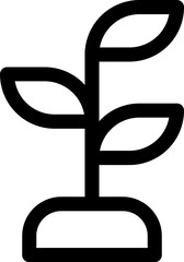 Line art illustration of leaves plant icon.