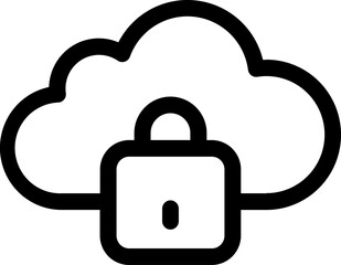Line art illustration of cloud lock icon.