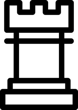 recommend clip art: Chess rook icon in black line art icon.