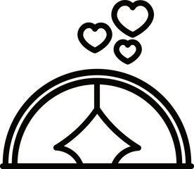 Loving food serving tray or cloche icon in thin line art.