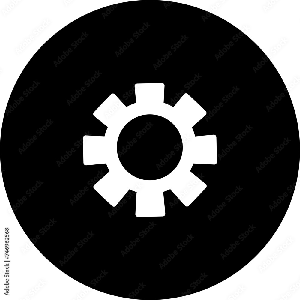 Sticker setting or cogwheel icon in b&w color.