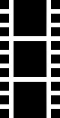 Film strip icon in b&w color.