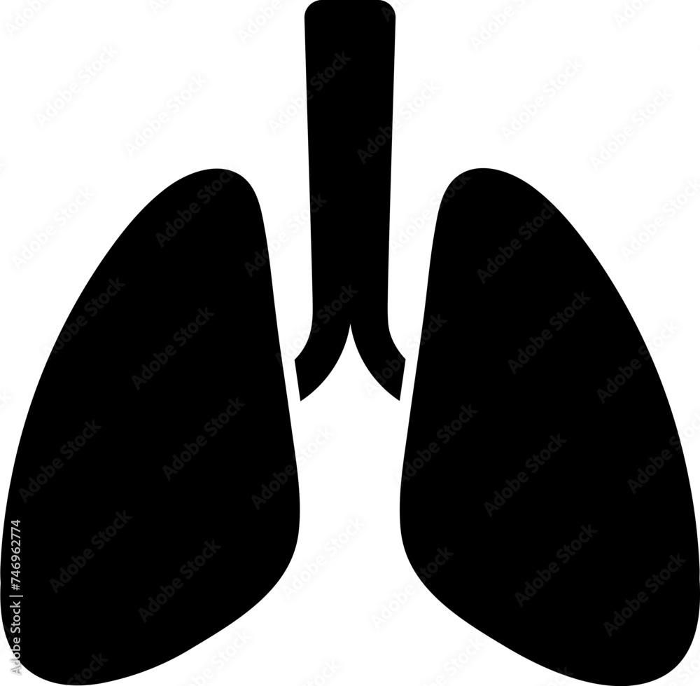 Sticker Flat style lungs icon in b&w color.