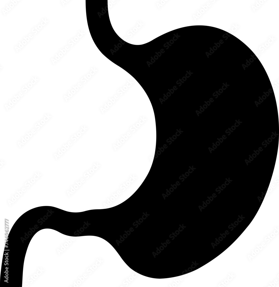 Sticker stomach icon or symbol in black color.