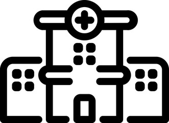 Line art illustration of hospital flat icon.