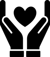 Hands protecting heart of healthcare icon. 