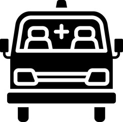 Glyph ambulance icon in flat style.
