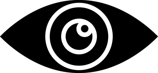 B&W illustration of eye icon in flat style.