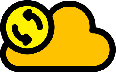 Cloud Reload icon in yellow and black color.