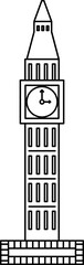 Black line art illustration of Big Ben icon.