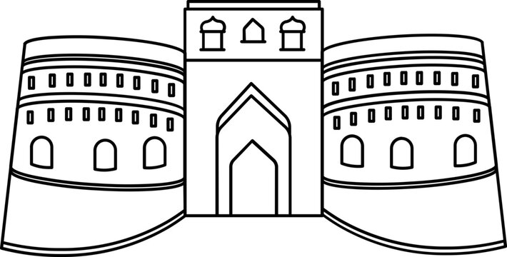 Line art bidar fort icon in flat style.
