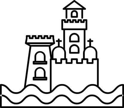 black castle on water clip art preview