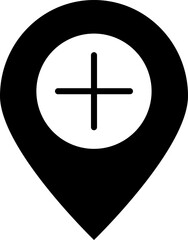 Add location pin icon in flat style.