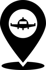 Airport location icon in b&w color.