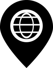 Globe location pointer icon in flat style.