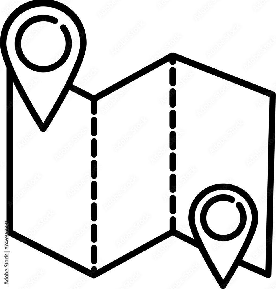 Poster map navigation icon in line art.