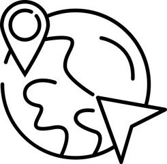 Global location icon in thin line art.