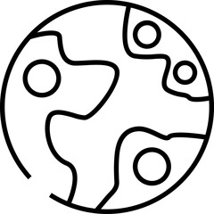 World map icon in black line art.
