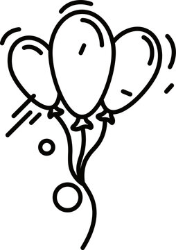 B&W illustration of balloons bunch icon.