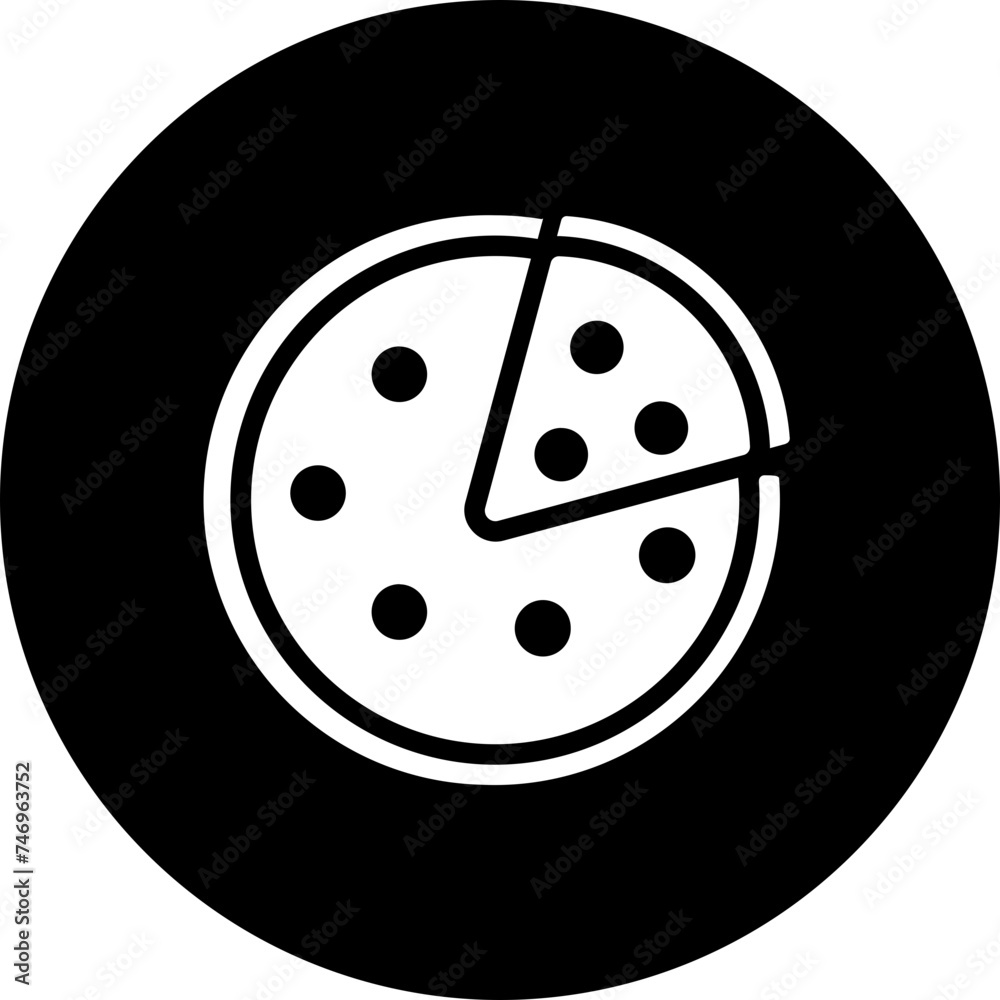 Wall mural B&W pizza icon in flat style.