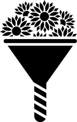 B&W illustration of flowers bouquet icon.