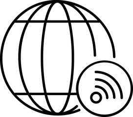 World internet connection icon in line art.