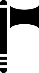 B&W illustration of axe icon in glyph style.