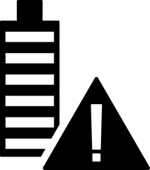 Battery with warning sign or symbol.
