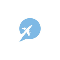 chat airplane logo design web icon vector illustration