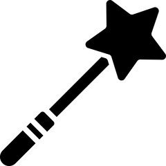 Magic wand glyph icon in flat style.