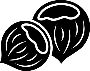Hazelnut icon in b&w color.