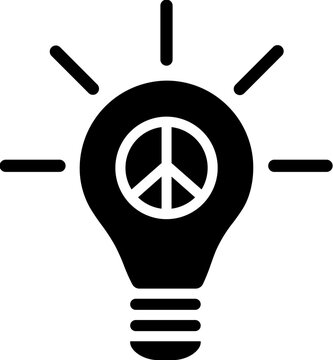 Lighting bulb or peace idea icon in flat style.