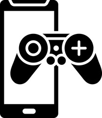 Video game in smartphone icon in b&w color.