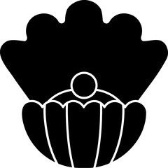 Oyster or shell icon in b&w color.