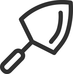 Black line art illustration of trowel icon.