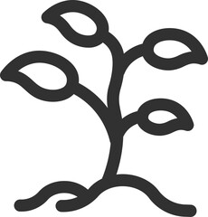 Plant icon in black line art.
