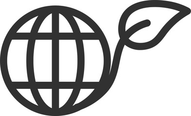 Line art illustration of green earth icon.