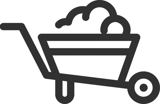 recommend clip art: Wheel barrow icon in line art.