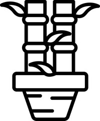 Bamboo plant icon in line art.