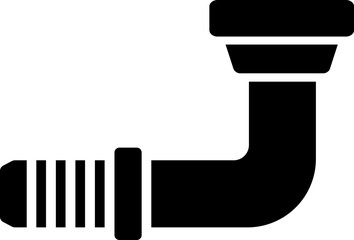 Glyph pipe fitting icon in flat style.