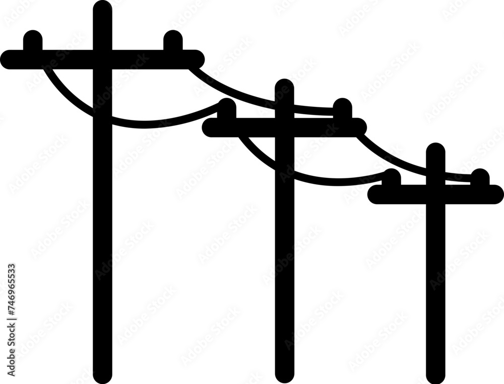 Poster line art illustration of electric pole icon.