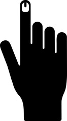 Glyph voting ink on finger icon or symbol.