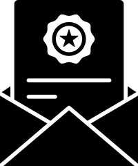 B&W illustration of mail or envelope icon.