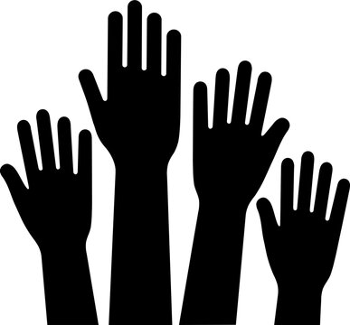 Illustration of hands up or volunteer glyph icon.