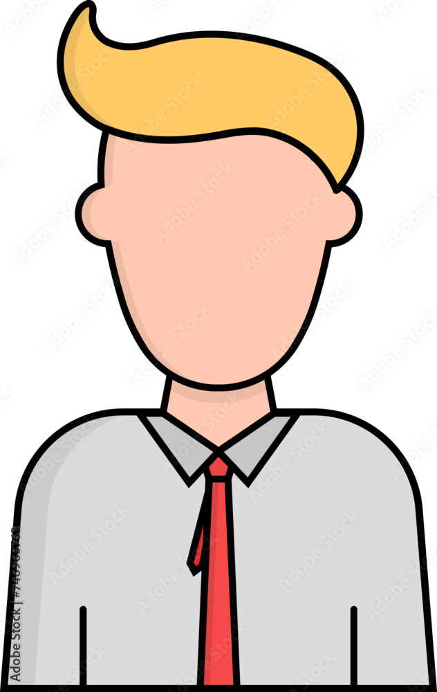 Sticker faceless businessman or student character icon.