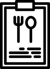 Black line art illustration of menu card icon.